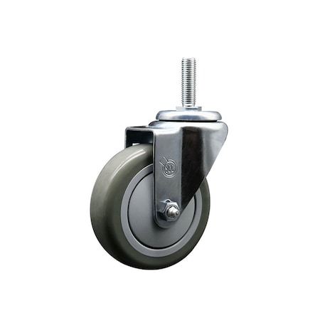 SERVICE CASTER 4 Inch Gray Polyurethane Wheel Swivel 58 Inch Threaded Stem Caster Service Caster SCC-TS20S414-PPUB-58212